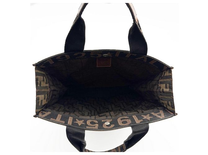 Fendi Zucca Tote Bag Braun Leder und Canvas - Ansicht 19