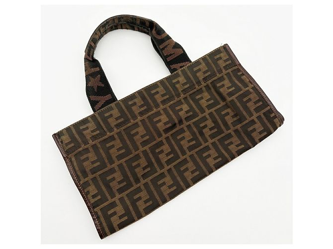 Fendi Zucca Tote Bag Braun Leder und Canvas - Ansicht 5