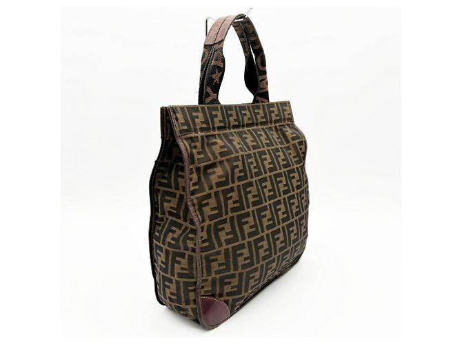 Fendi Zucca Tote Bag Braun Leder und Canvas - Ansicht 6