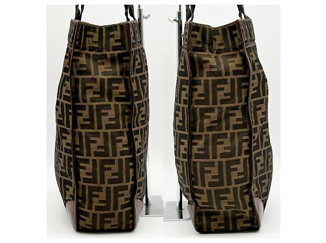 Fendi Zucca Tote Bag Braun Leder und Canvas - Ansicht 7