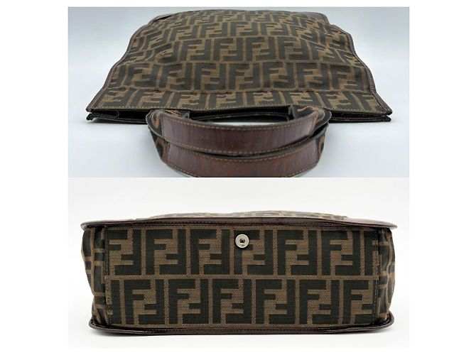 Fendi Zucca Tote Bag Braun Leder und Canvas - Ansicht 8