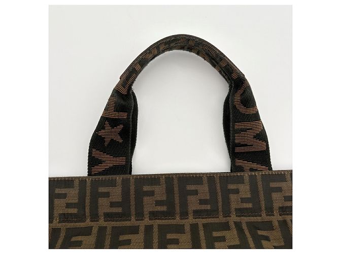 Fendi Zucca Tote Bag Braun Leder und Canvas - Ansicht 9