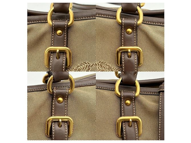 Borsa Tote Prada in Jacquard BN2832 Beige Marrone scuro - vista 15