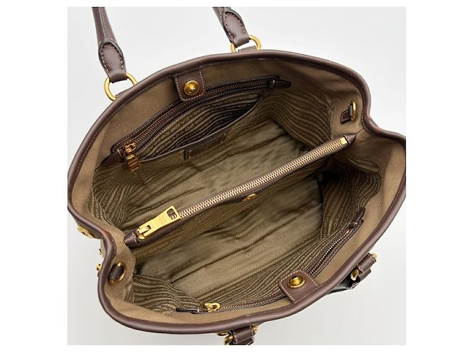 Borsa Tote Prada in Jacquard BN2832 Beige Marrone scuro - vista 18