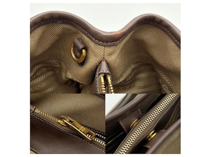 Borsa Tote Prada in Jacquard BN2832 Beige Marrone scuro - vista 20