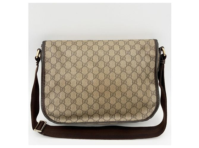 Borsa a tracolla Gucci GG Supreme da uomo Marrone Beige - vista 3