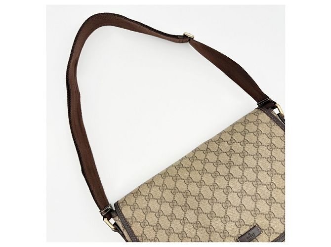 Borsa a tracolla Gucci GG Supreme da uomo Marrone Beige - vista 7
