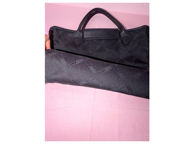 Borsa shopper Longchamp nera in tela monogrammata Nero - vista 12