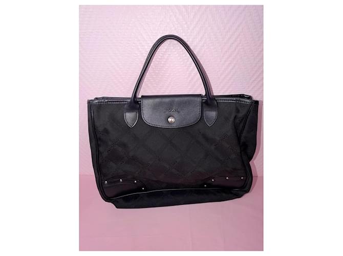 Borsa shopper Longchamp nera in tela monogrammata Nero - vista 2