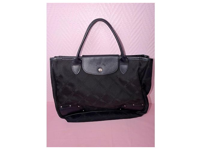 Borsa shopper Longchamp nera in tela monogrammata Nero - vista 21