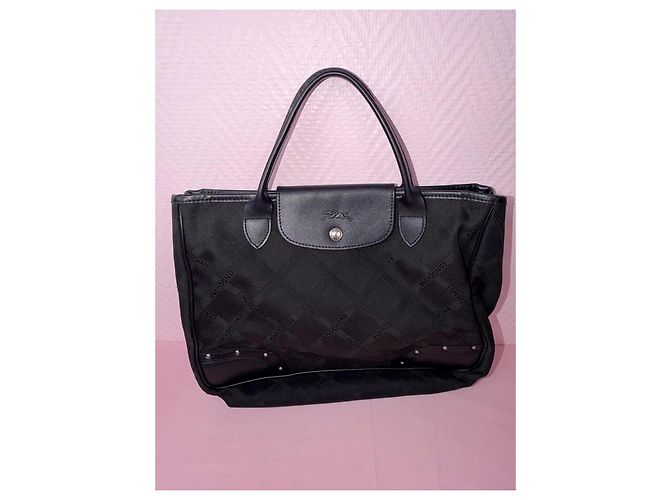 Borsa shopper Longchamp nera in tela monogrammata Nero - vista 3