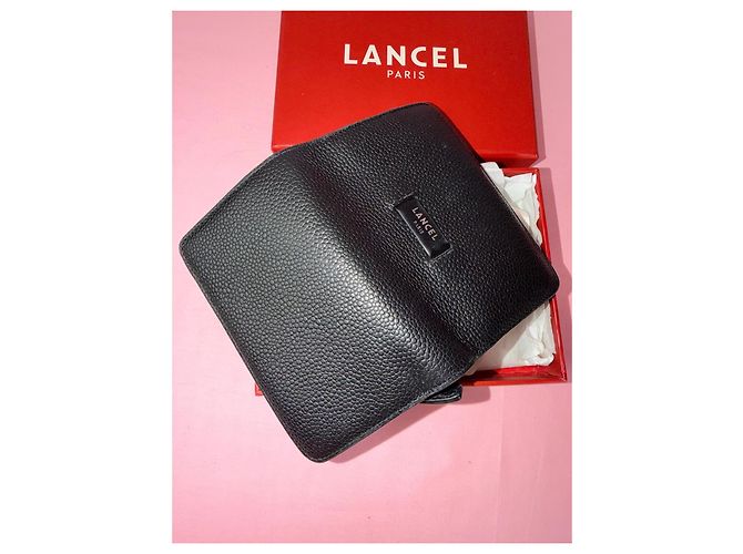 Lancel grained leather wallet in black - view 11