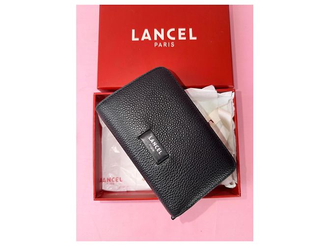 Lancel grained leather wallet in black - view 2