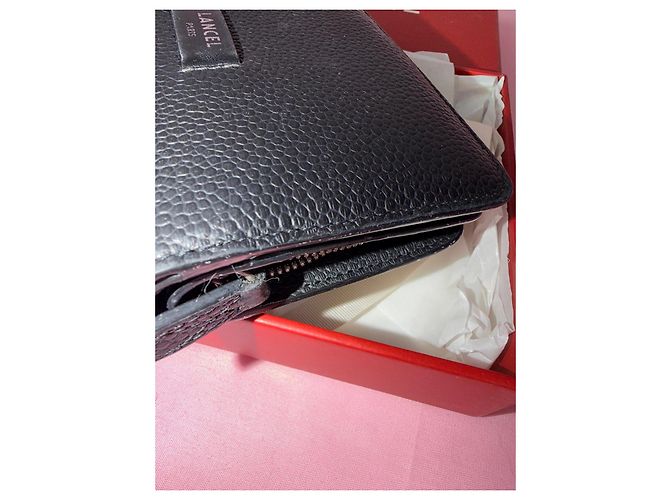 Lancel grained leather wallet in black - view 5
