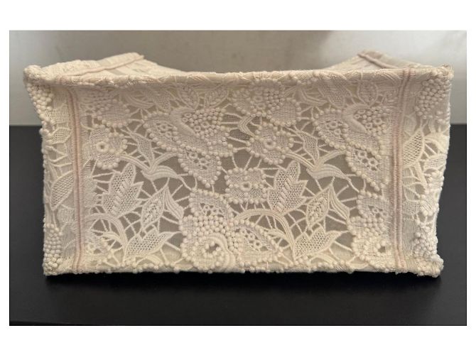 Borsa Dior Book Tote in pizzo avorio Crudo Bianco sporco - vista 2