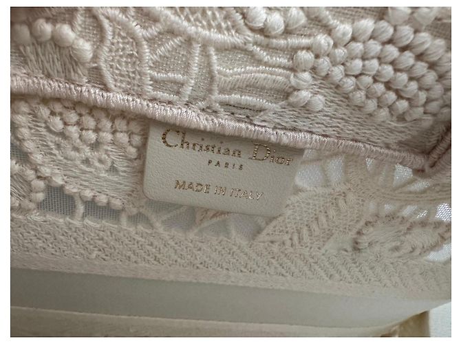 Borsa Dior Book Tote in pizzo avorio Crudo Bianco sporco - vista 6