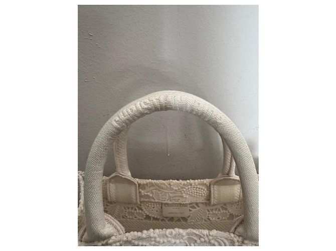 Borsa Dior Book Tote in pizzo avorio Crudo Bianco sporco - vista 8