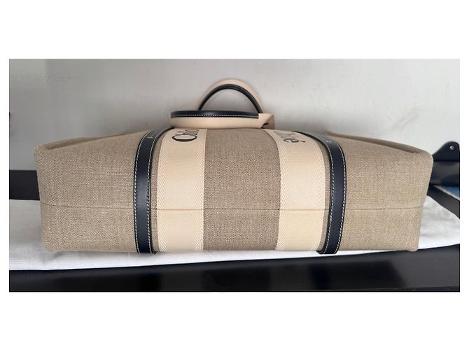 Chloé Borsa tote Chloe Woody in tela Marrone Beige - vista 3