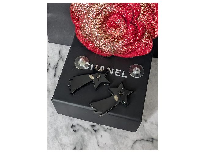 Orecchini piercing Chanel Silver CC 17K Black Purple Glitter Shooting Star Nero D'oro Porpora - vista 6