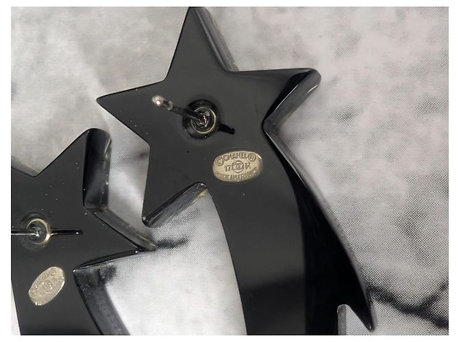Orecchini piercing Chanel Silver CC 17K Black Purple Glitter Shooting Star Nero D'oro Porpora - vista 7