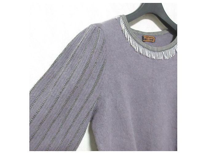 Yves Saint Laurent Wollstrickpullover Lila Dunkelviolett - Ansicht 3