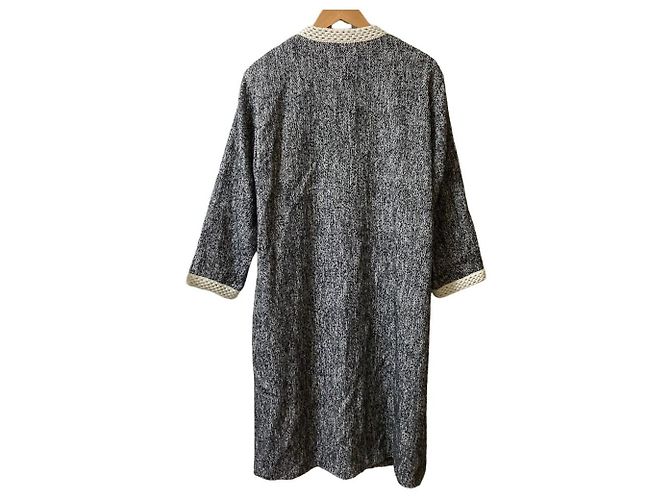 Autre Marque Abrigo sin cuello de tweed Les Briqu'a braque Negro - vista 2