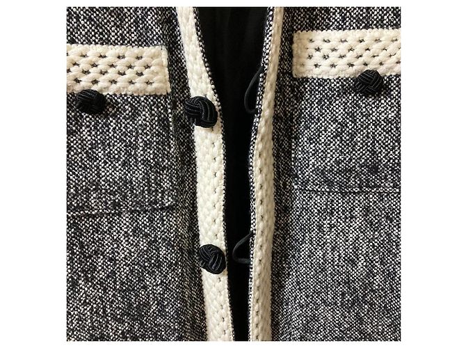 Autre Marque Abrigo sin cuello de tweed Les Briqu'a braque Negro - vista 3