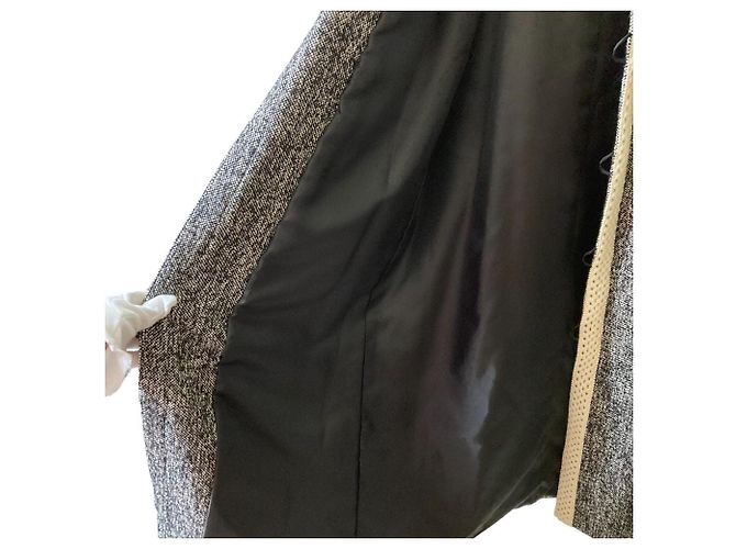 Autre Marque Abrigo sin cuello de tweed Les Briqu'a braque Negro - vista 4