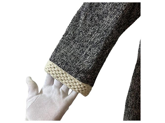 Autre Marque Abrigo sin cuello de tweed Les Briqu'a braque Negro - vista 5