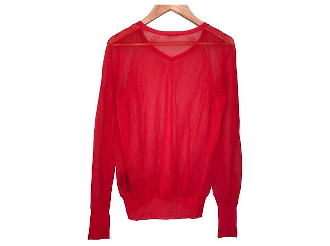 Autre Marque Power Net V-Neck Knitwear Strickware support surface Rot - Ansicht 2