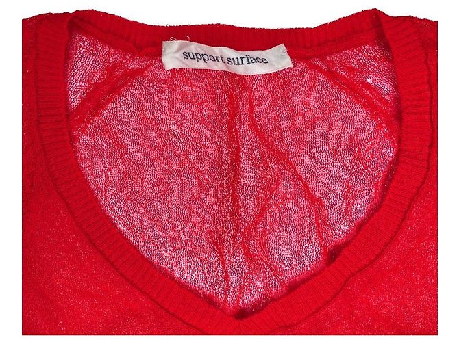 Autre Marque Power Net V-Neck Knitwear Strickware support surface Rot - Ansicht 3