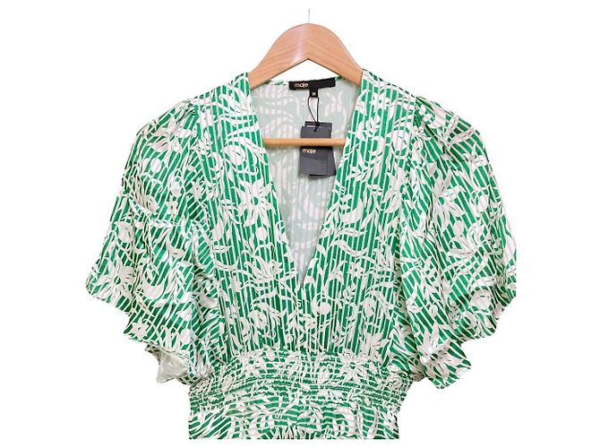maje Asymmetrisches langes Kleid Grün - Ansicht 4