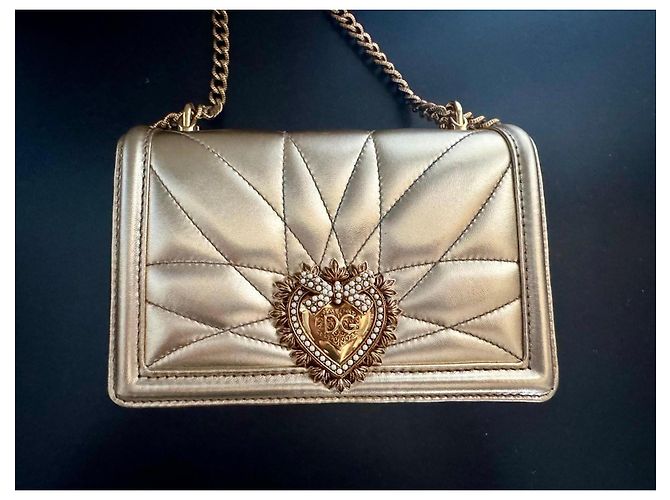 Borsa a tracolla Dolce & Gabbana Devotion in oro D'oro - vista 2