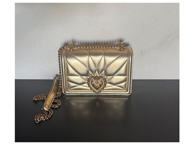 Borsa a tracolla Dolce & Gabbana Devotion in oro D'oro - vista 5