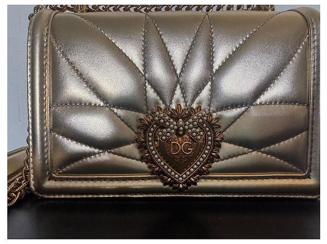 Borsa a tracolla Dolce & Gabbana Devotion in oro D'oro - vista 6
