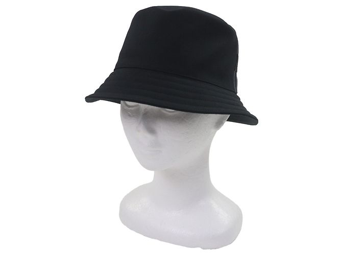 Cappello bucket Hermès Fred H Stripe58 in cotone Nero - vista 3