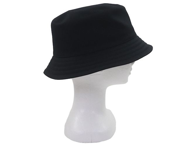 Cappello bucket Hermès Fred H Stripe58 in cotone Nero - vista 6