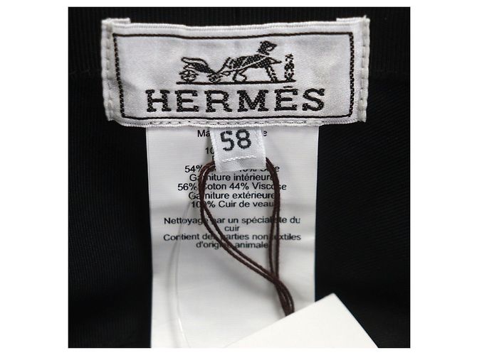 Cappello bucket Hermès Fred H Stripe58 in cotone Nero - vista 9