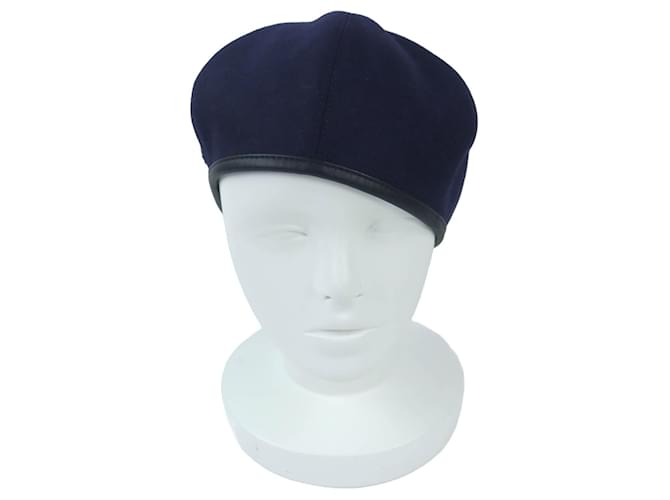 Hermès Gabriel Wollbarett 57 Blau Marineblau - Ansicht 2