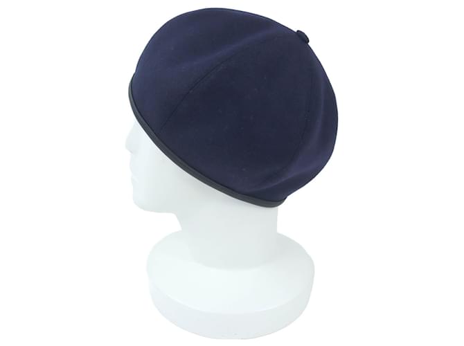 Hermès Gabriel Wollbarett 57 Blau Marineblau - Ansicht 3