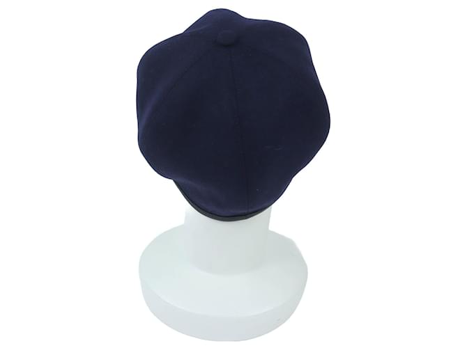 Hermès Gabriel Wollbarett 57 Blau Marineblau - Ansicht 4