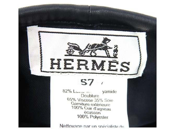 Hermès Gabriel Wollbarett 57 Blau Marineblau - Ansicht 8