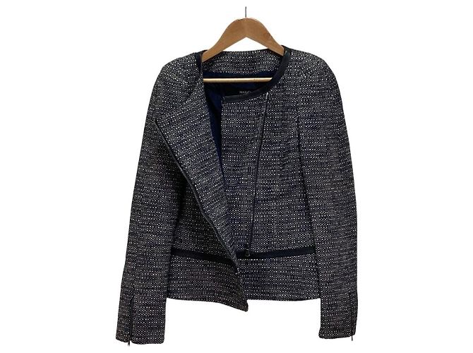 Autre Marque Chaqueta Riders sin cuello de tweed Max&co Azul Azul marino - vista 4