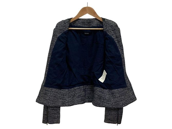 Autre Marque Chaqueta Riders sin cuello de tweed Max&co Azul Azul marino - vista 5