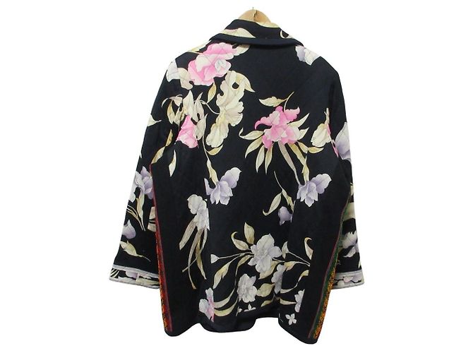 Autre Marque Steppmantel aus Seidenmischung mit Blumenprint LEONARD Schwarz - Ansicht 2