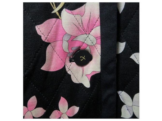 Autre Marque Steppmantel aus Seidenmischung mit Blumenprint LEONARD Schwarz - Ansicht 4