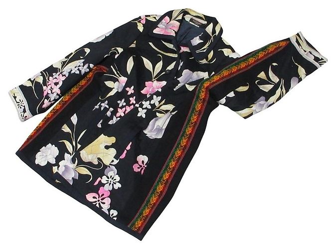 Autre Marque Steppmantel aus Seidenmischung mit Blumenprint LEONARD Schwarz - Ansicht 5