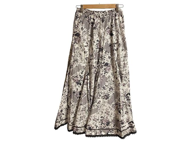 Autre Marque Falda larga de encaje con estampado floral PINK HOUSE Blanco - vista 4