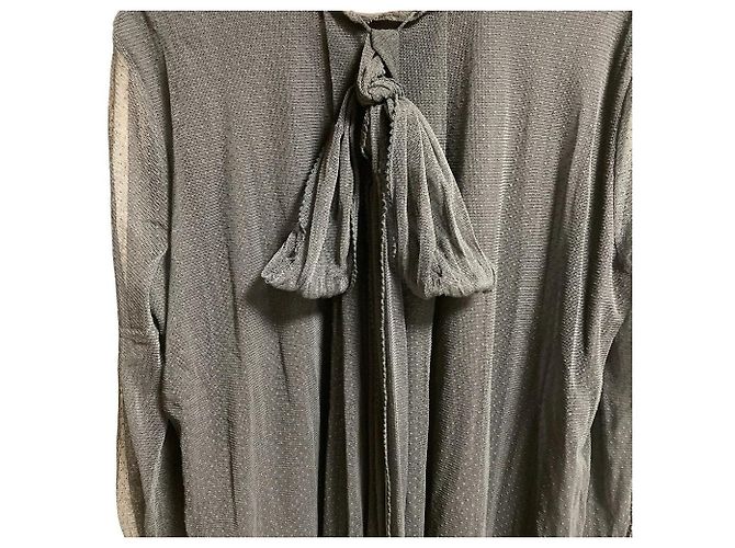 Autre Marque Túnica INGEBORG em tule de bolinhas com laço Marrom Cinza antracite - vista 4