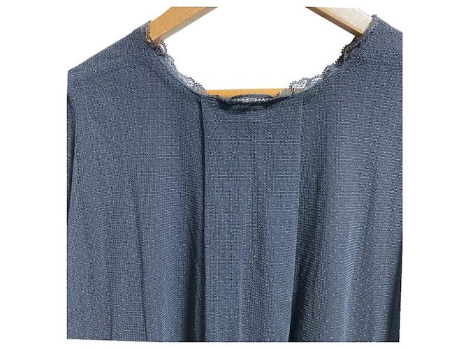 Autre Marque Túnica INGEBORG em tule de bolinhas com laço Marrom Cinza antracite - vista 5